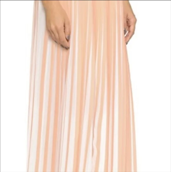 Club Monaco Peach and White Pleated Maxi Skirt New With Tags Size 10 - Picture 2 of 8